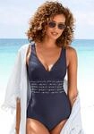 Badeanzug LASCANA "Adele", Damen, Gr. 38, Cup D, blau (marine, leo),
