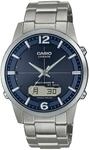 Funkchronograph CASIO FUNK, silber (titansilberfarben, dunkelblau), Armbanduhren,