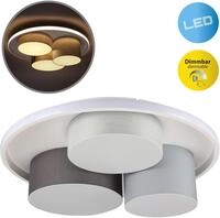N&Auml;VE LED Deckenleuchte "Eppan", grau (wei&szlig;, grau), 3, &Oslash; 49cm H: 15,5cm, 1 Stk.,