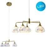N&Auml;VE LED Pendelleuchte "Varna", braun (messing), 5, &Oslash; 50cm H: 120cm, 1 Stk.,