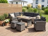 Gartenlounge-Set KONIFERA "Keros Premium", grau (vintage grau, braun),...