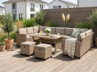 Gartenlounge-Set KONIFERA "Rotterdam", grau (grau, beige), Polyrattan,