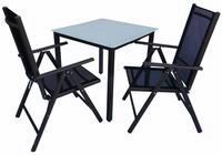 Garten-Essgruppe VCM "3 tlg. Alu Gartenset Sitzgruppe Tisch St&uuml;hle 80 MA", schwarz