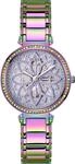 Quarzuhr GUESS "LILY", bunt (lila, metallic), Armbanduhren, Damen, Quarzuhr,