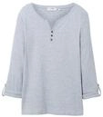 TOM TAILOR Damen Langarmshirt mit Bio-Baumwolle, blau, Gestreift, Gr. XL