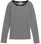 TOM TAILOR DENIM Damen Langarmshirt mit Streifenmuster, schwarz, Gestreift, Gr....
