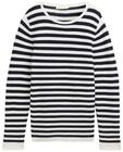 TOM TAILOR Damen Strickpullover aus Baumwolle, blau, Gestreift, Gr. XXL