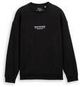 TOM TAILOR DENIM Herren Relaxed Sweatshirt mit Logo-Print, schwarz, Uni, Gr. XXL