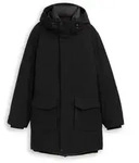 TOM TAILOR DENIM Herren Parka mit wasserabweisender Funktion, schwarz, Uni, Gr....