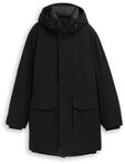 TOM TAILOR DENIM Herren Parka mit wasserabweisender Funktion, schwarz, Uni, Gr. XXL