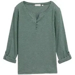 TOM TAILOR Damen Langarmshirt mit Turn-Up-Funktion, gr&uuml;n, Meliert, Gr. XS