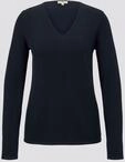 TOM TAILOR Damen Pullover mit V-Ausschnitt, blau, Uni, Gr. XXXL