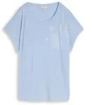 TOM TAILOR Damen Plus Size - T-Shirt mit Leinenanteil, blau, Uni, Gr. 50