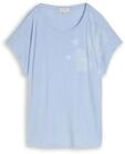 TOM TAILOR Damen Plus Size - T-Shirt mit Leinenanteil, blau, Uni, Gr. 50