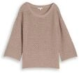 TOM TAILOR Damen Loose Fit Strickpullover mit Lochmuster, grau, Uni, Gr. XL
