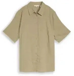 TOM TAILOR Damen Plus Size - Loose Fit Bluse mit Leinenanteil, gr&uuml;n, Uni, Gr....
