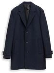 TOM TAILOR Herren Wollmantel mit Reverskragen, blau, Fischgr&auml;t, Gr. XXL