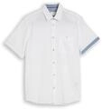 TOM TAILOR Herren Regular Fit Kurzarmhemd aus Baumwolle, wei&szlig;, Uni, Gr. M