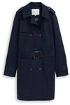 TOM TAILOR Damen Trenchcoat aus wasserabweisendem Material, blau, Uni, Gr. XXL