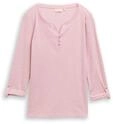 TOM TAILOR Damen Langarmshirt mit Turn-Up-Funktion, rosa, Gestreift, Gr. XL