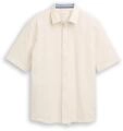 TOM TAILOR Herren Comfort Fit Kurzarmhemd aus Baumwolle, braun, Uni, Gr. M