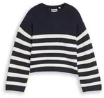 TOM TAILOR M&auml;dchen Cropped Strickpullover mit Streifenmuster, blau, Gestreift, Gr.