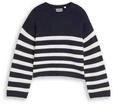 TOM TAILOR M&auml;dchen Cropped Strickpullover mit Streifenmuster, blau, Gestreift, Gr.