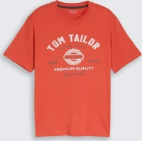 Tom Tailor 1037735_11214, TOM TAILOR Herren T-Shirt mit Logo-Print, rot, Uni, Gr. L