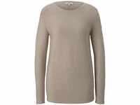 TOM TAILOR Damen Strickpullover mit Rundhalsausschnitt, braun, Gr. S