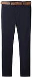 TOM TAILOR DENIM Herren Slim Fit Chino Hose mit G&uuml;rtel, blau, Uni, Gr. 30/34