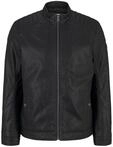 TOM TAILOR Herren Bikerjacke aus Kunstleder, schwarz, Uni, Gr. XXXL