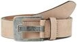 TOM TAILOR Damen TTLUCY Velourlederg&uuml;rtel mit eckiger Dornschlie&szlig;e, beige, Logo