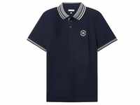 TOM TAILOR Herren Basic Poloshirt, blau, Logo Print, Gr. S