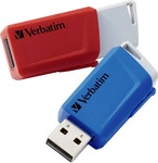 Verbatim USB-Stick Store'n'Click USB 2.0, 32 GB, rot, blau, 2 Stk.