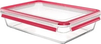 EMSA Frischhaltedose Clip & Close aus Glas, rechteckig, 3,0 l rot|transparent