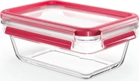 EMSA Frischhaltedose Clip & Close aus Glas, rechteckig, 0,85 l rot|transparent