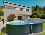 Stahlwandpool Achtform 650x420x120 Cm, Stahl 0,4 Mm Anthrazit, Folie 0,4 Mm...