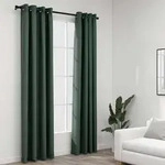 Verdunkelungsvorh&auml;nge &Ouml;sen Leinenoptik 2 Stk. Gr&uuml;n 140x225 Cm Vidaxl