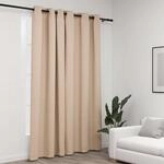 Verdunkelungsvorhang Mit &Ouml;sen Leinenoptik Beige 290x245 Cm Vidaxl