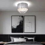 Globo - Deckenlampe Deckenleuchte Kronleuchter Kristalllampe Blattsilber Textil
