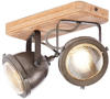 Lampe Carmen Wood Spotbalken 2flg burned steel/holz 2x PAR51, GU10, 5W, geeignet für