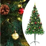 K&uuml;nstlicher Weihnachtsbaum Mit Beleuchtung & Kugeln Gr&uuml;n 180 Cm Vidaxl