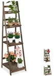 Relaxdays - Blumentreppe, 4-stufig, Blumenleiter Holz, Klappbar, Leiterregal