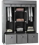 Kleiderschrank Stoffschrank Mit Kleiderstange, Schubladen, Rei&szlig;verschluss