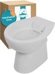 Calmwaters Stand Wc Sp&uuml;lrandlos In Manhattan-grau, Tiefsp&uuml;ler Abgang Waagerecht,