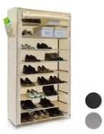 Relaxdays Schuhschrank Valentin, Hxbxt:161x88x30cm, 10 Ablagen, Stoffbezug,