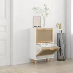 Vidaxl - Schuhschrank Wei&szlig; 52x25x80 Cm Holzwerkstoff & Rattan Natur