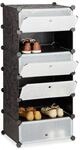 Relaxdays - Schuhschrank Kunststoff, Schuhregal Geschlossen, Regalsystem 6 F&auml;cher, H