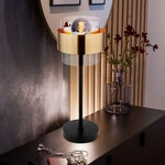 Tischleuchte Messingring Nachttischleuchte Glas Klar Tischlampe Schwarz Retro,
