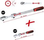 Ks Tools 1/4 + 1/2 Teleskop-umschaltknarren-satz, 2-tlg